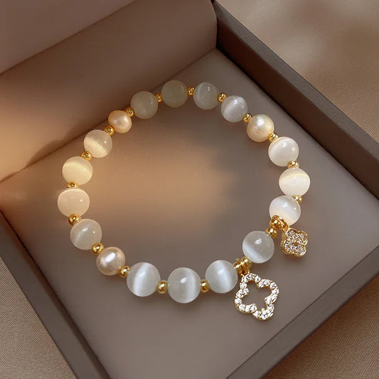 Natural Crystal Bracelet for Women White Opal Stone Pearl Fashion